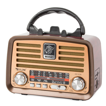 Bærbar Retro Radio med FM/AM, Bluetooth og USB Genopladning