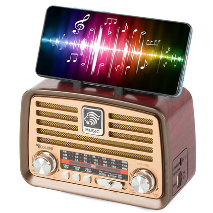 Bærbar Retro Radio med FM/AM, Bluetooth og USB Genopladning