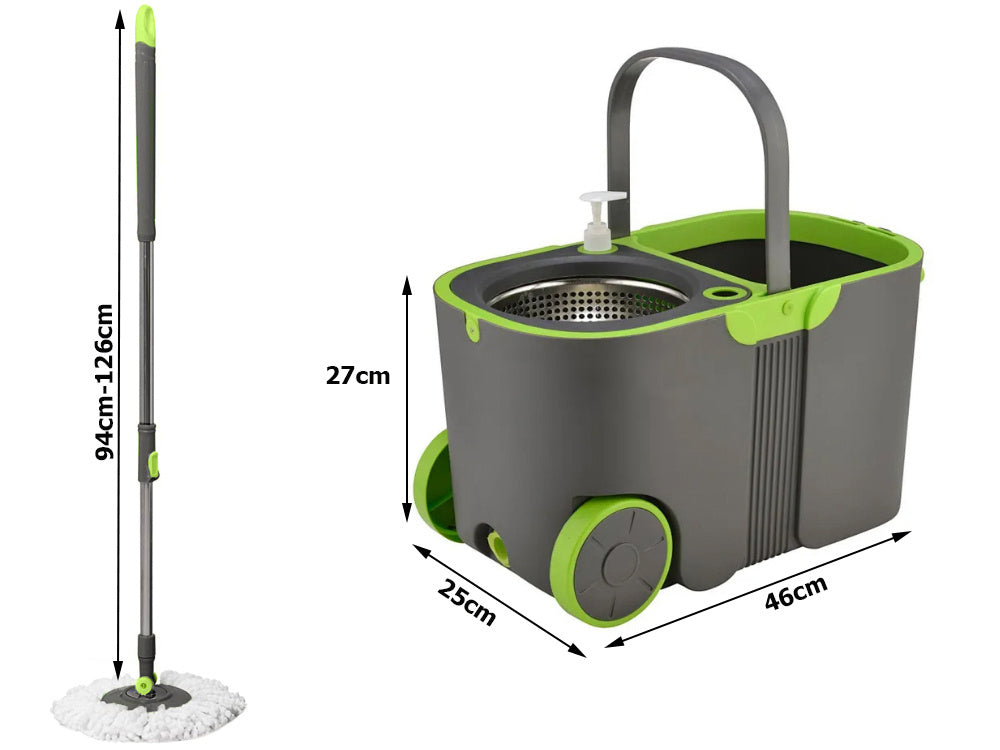 Moppe Ritad 360 Roterende Moppe med Spand og 2x Mikrofiberpads - Din Allround Reng ...