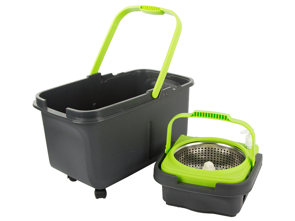 Roterende Moppe med 360° Dispenserspand og 2 Mikroﬁberpuder