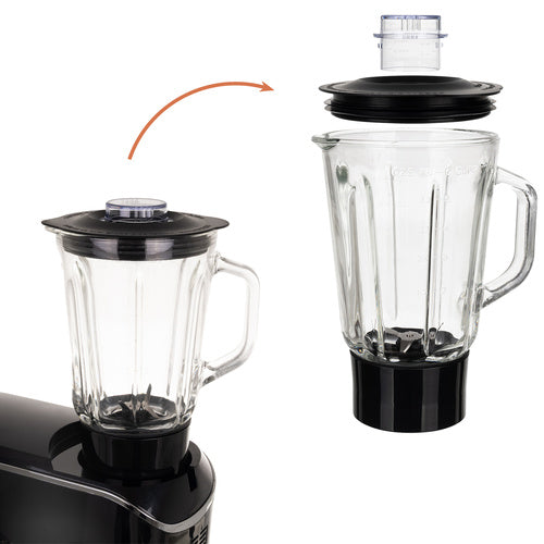 Køkkenmaskine med blender og opvarmet skål