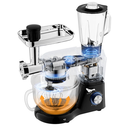 Køkkenmaskine med blender og opvarmet skål