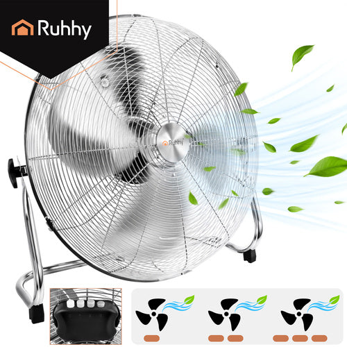 Gulvventilator – kraftig metal ventilator med 3 hastigheder