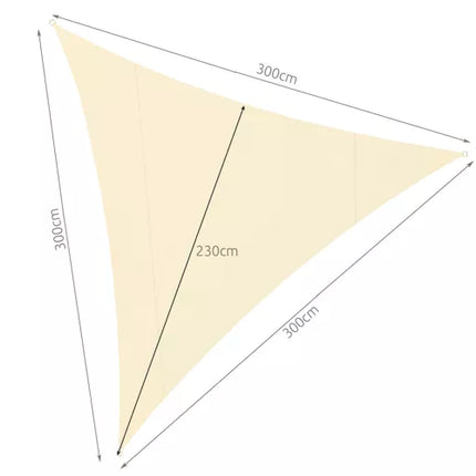 Solsejl Trekantsformet 4x4x4m - Beige