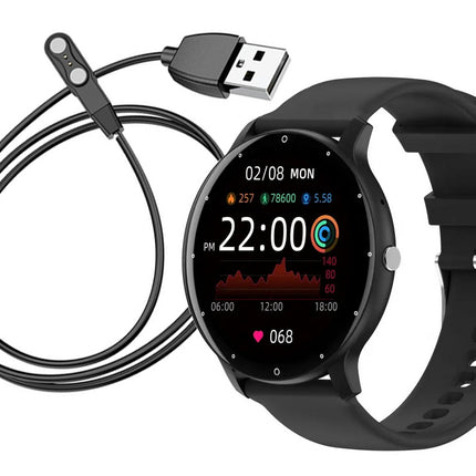 Smartwatch til herre & dame – Sort silikonerem, Bluetooth & Opkaldsfunktion