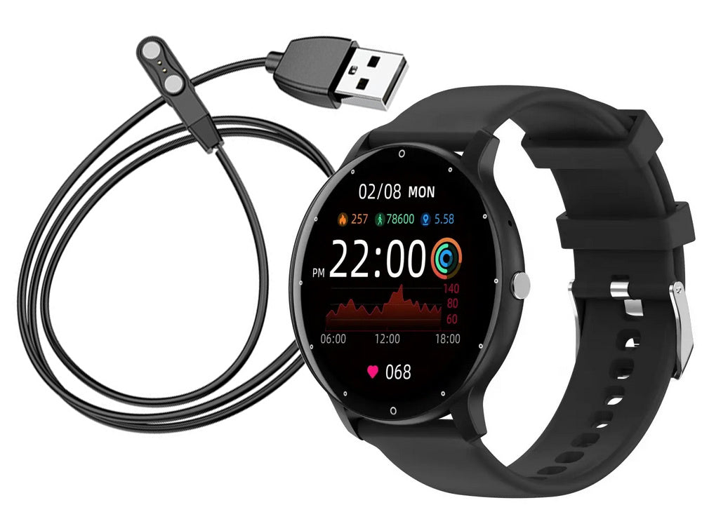 Smartwatch til herre & dame – Sort silikonerem, Bluetooth & Opkaldsfunktion