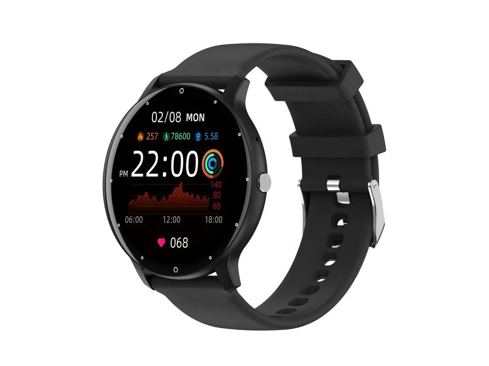 Smartwatch til herre & dame – Sort silikonerem, Bluetooth & Opkaldsfunktion