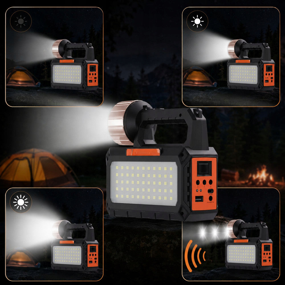 Solcelle lampe med LED, Solpanel, FM Radio, Bluetooth & 3 Ekstra Lamper