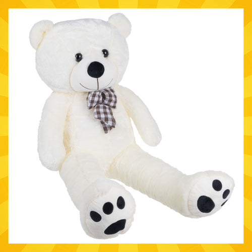 Kæmpe bamse 100/140/180 cm  – Cremefarvet krammeven med sløjfe