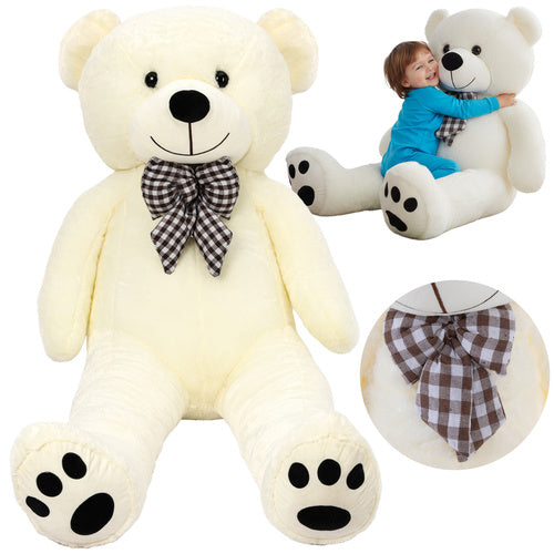 Kæmpe bamse 100/140/180 cm  – Cremefarvet krammeven med sløjfe
