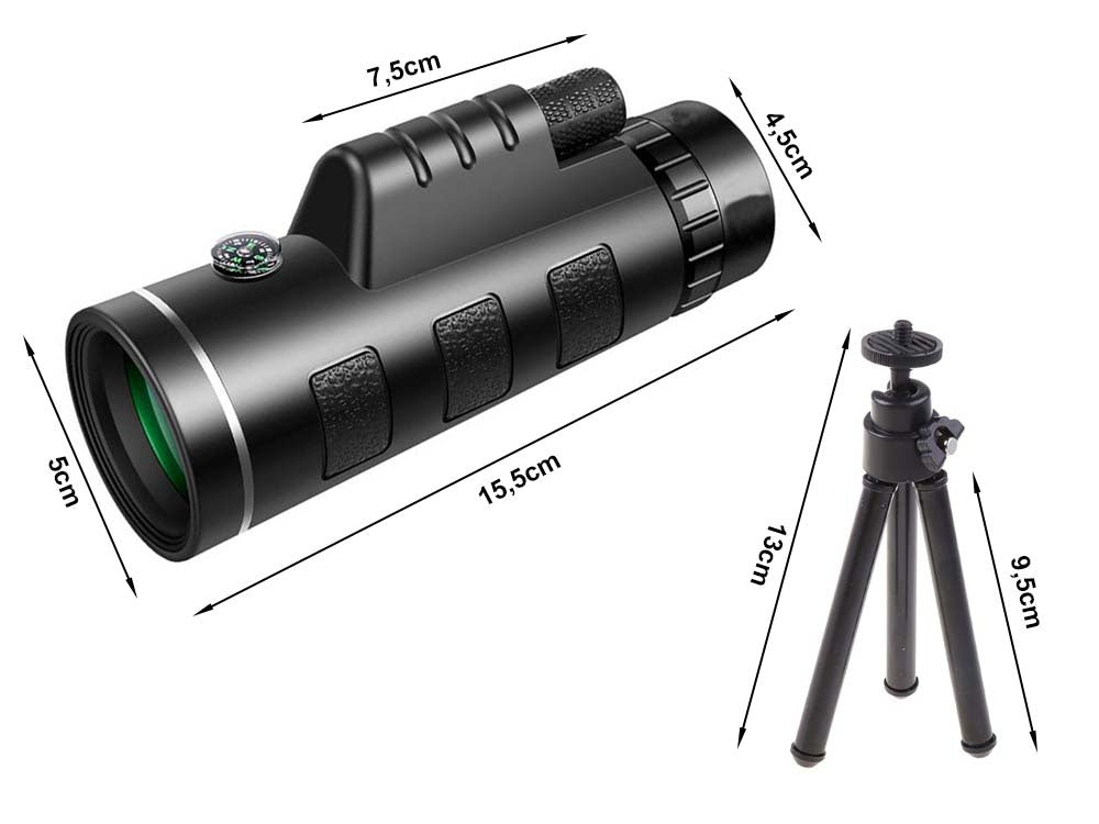 Monokulært Teleskop med 40x60 Zoom, Stativ og Mobilholder