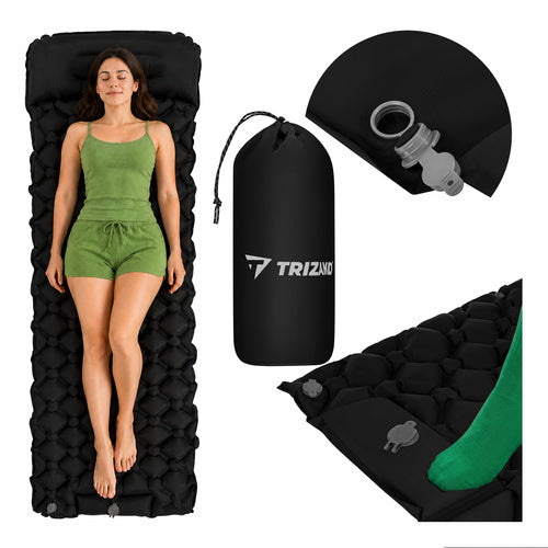 Selvoppustelig luftmadras 190x60 cm med fodpumpe – Perfekt til camping