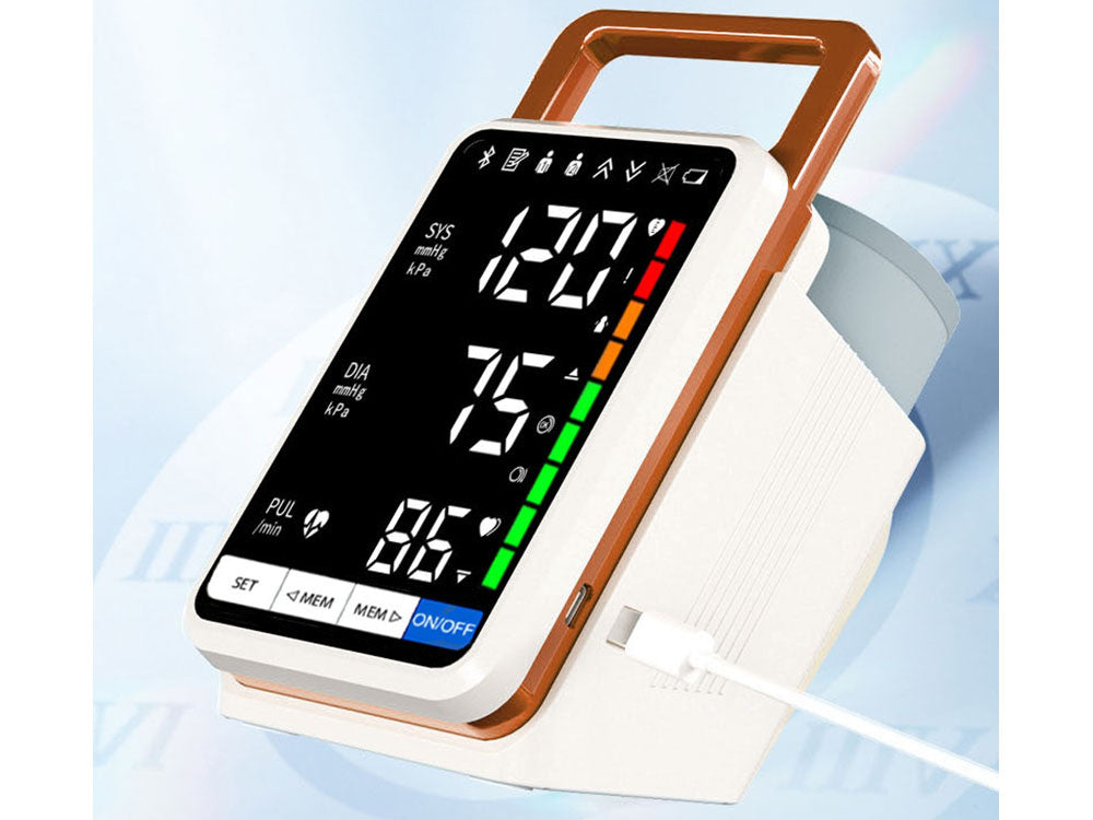 Blodtryksmåler til Overarmen – Brugervenlig med LCD-skærm og Genopladeligt Batteri