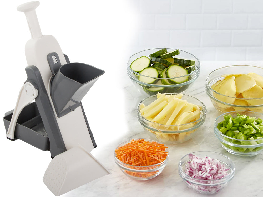 Grøntsagssnitter med Justerbare Blade og Beholder, Multifunktionel  – 35,5 x 10 x 19 cm