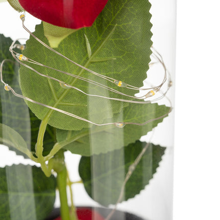 Evigheds rose i Glas med LED-lys  – Elegant Gaveæske
