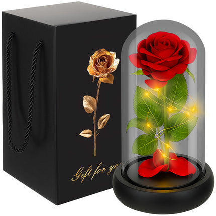 Evigheds rose i Glas med LED-lys  – Elegant Gaveæske