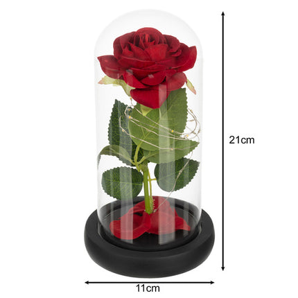 Evigheds rose i Glas med LED-lys  – Elegant Gaveæske