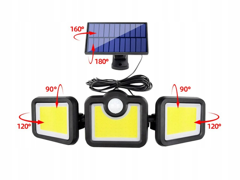 Solcellelampe med bevægelsessensor – 171 LED & fjernbetjening – 3-i-1 funktion