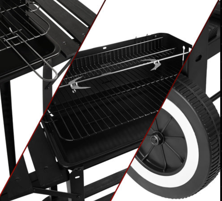 Kulgrill med Rotisserie og varmehylde – havegrill med hylder