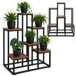 Blomsterreol med 6 Hylder i Loft Design – Plantestander i Metal og Trælook
