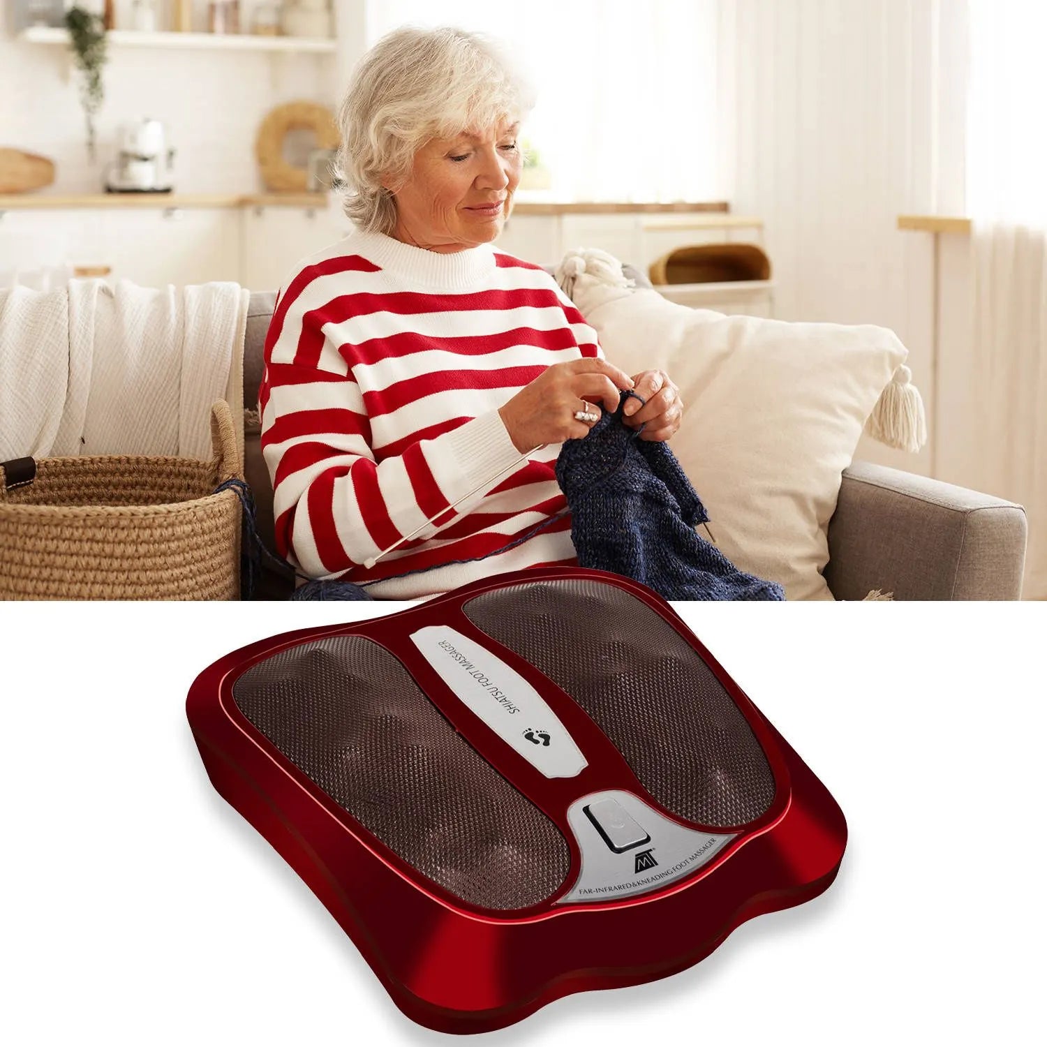 Shiatsu Fodmassageapparat med Varme – 18 Massagehoveder & Infrarød Varme