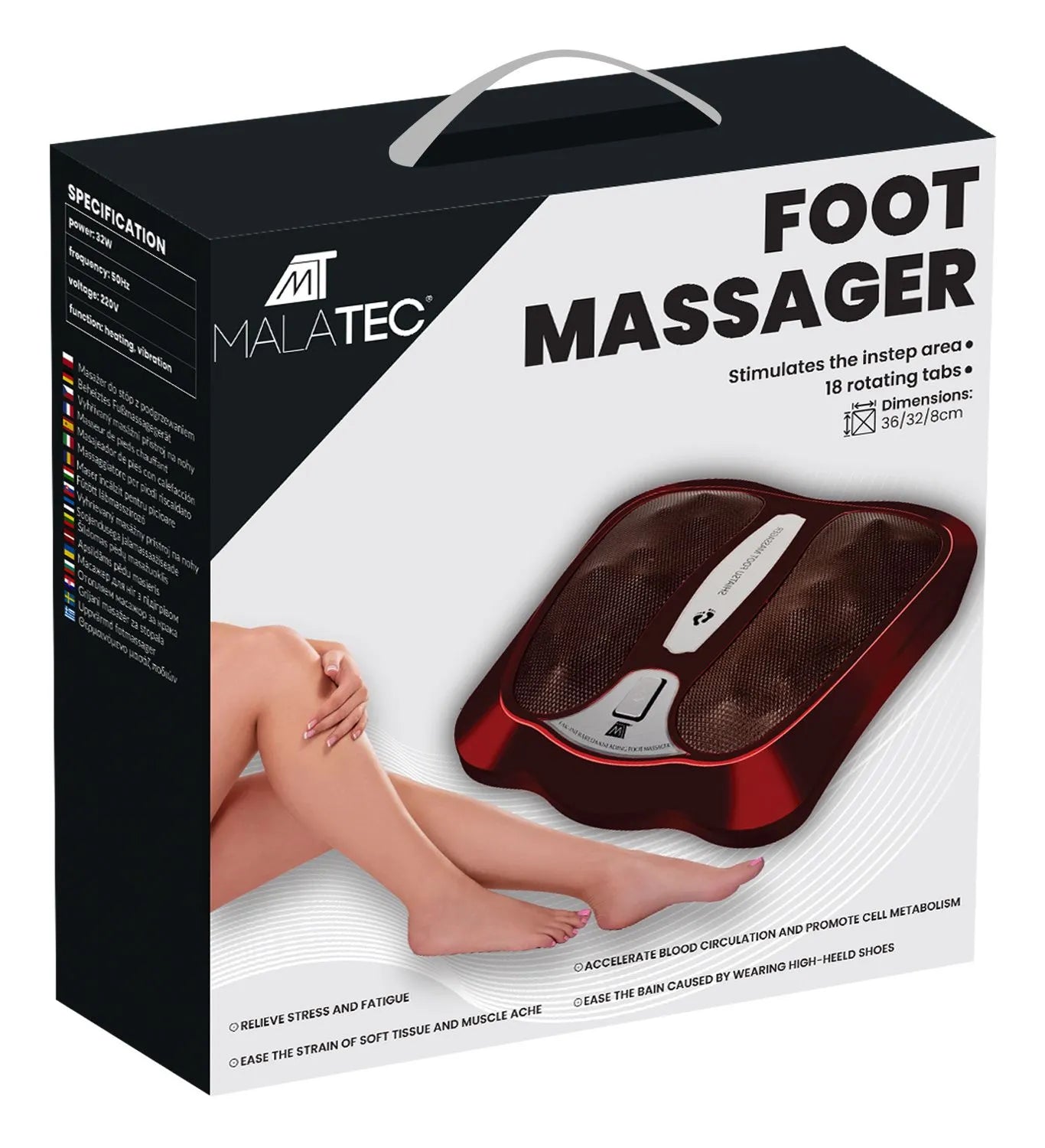 Shiatsu Fodmassageapparat med Varme – 18 Massagehoveder & Infrarød Varme