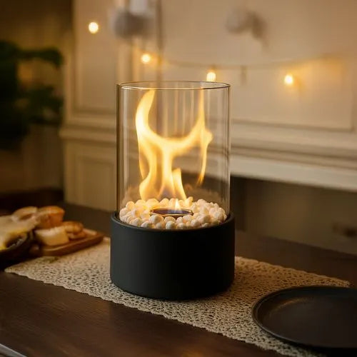 Biopejs til Bord og Terrasse – Fritstående Bioethanol Pejs med Glas