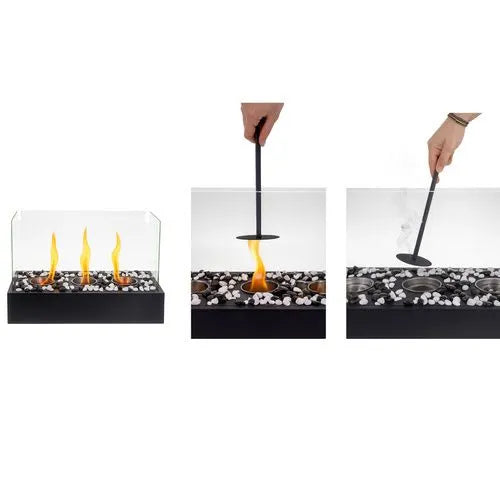 Fritstående Biopejs med 4 Glassider – Bioethanol Pejs til Hjem og Terrasse 45 cm