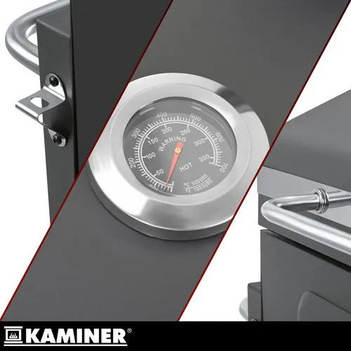 Kulgrill med Låg & Termometer – Stor Havegrill med Støbejernsrist, Askeskuffe & Tilbehør