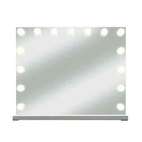 Hollywood Makeup Spejl med LED Lys – 58 x 46 cm, 15 LED Pærer & 10x Forstørrelsesspejl