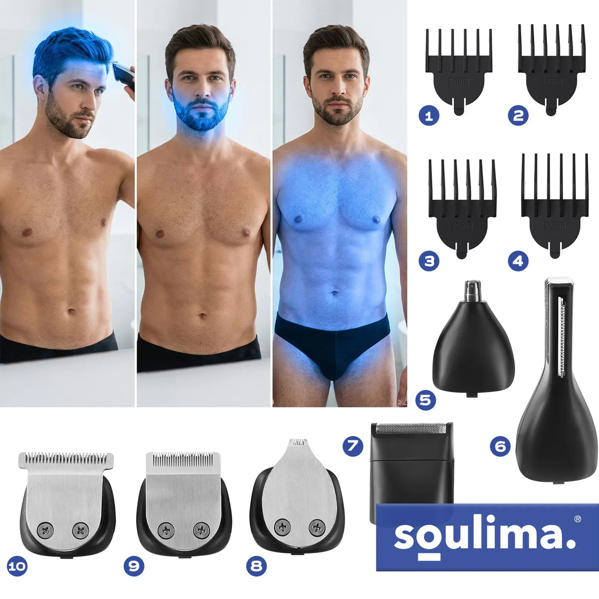Soulima 27313 8-i-1 Hårklipper og Trimmer