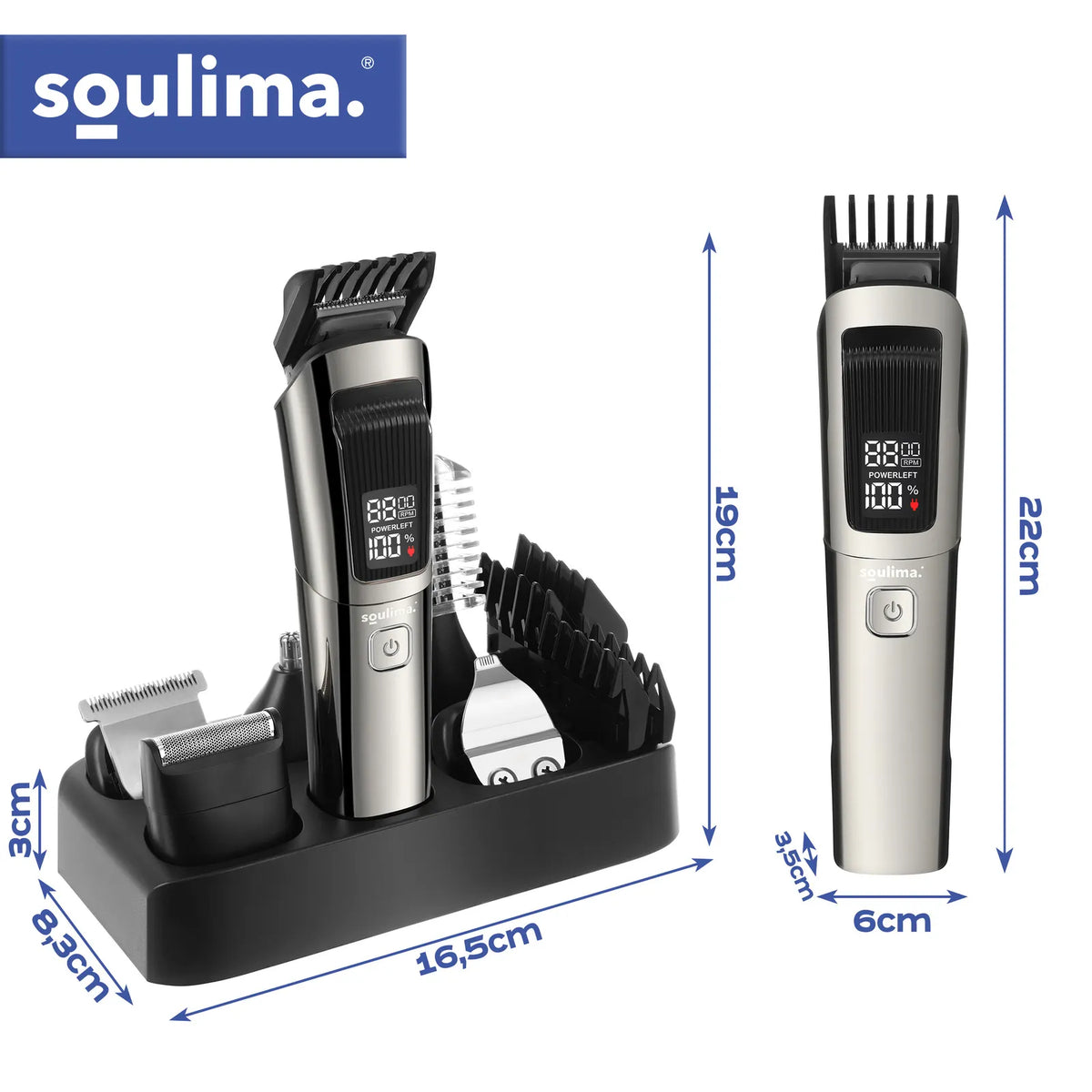 Soulima 27313 8-i-1 Hårklipper og Trimmer