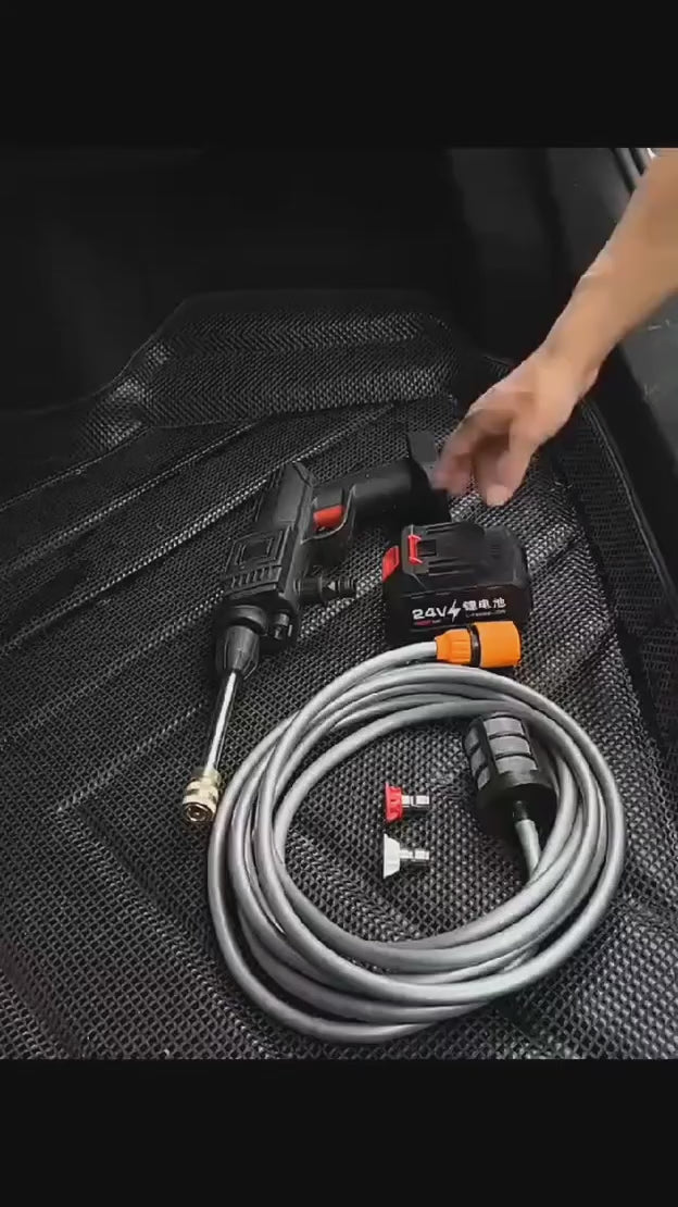 Indlæs video: Højtryksrenser inkl. batteri og Tilbehør