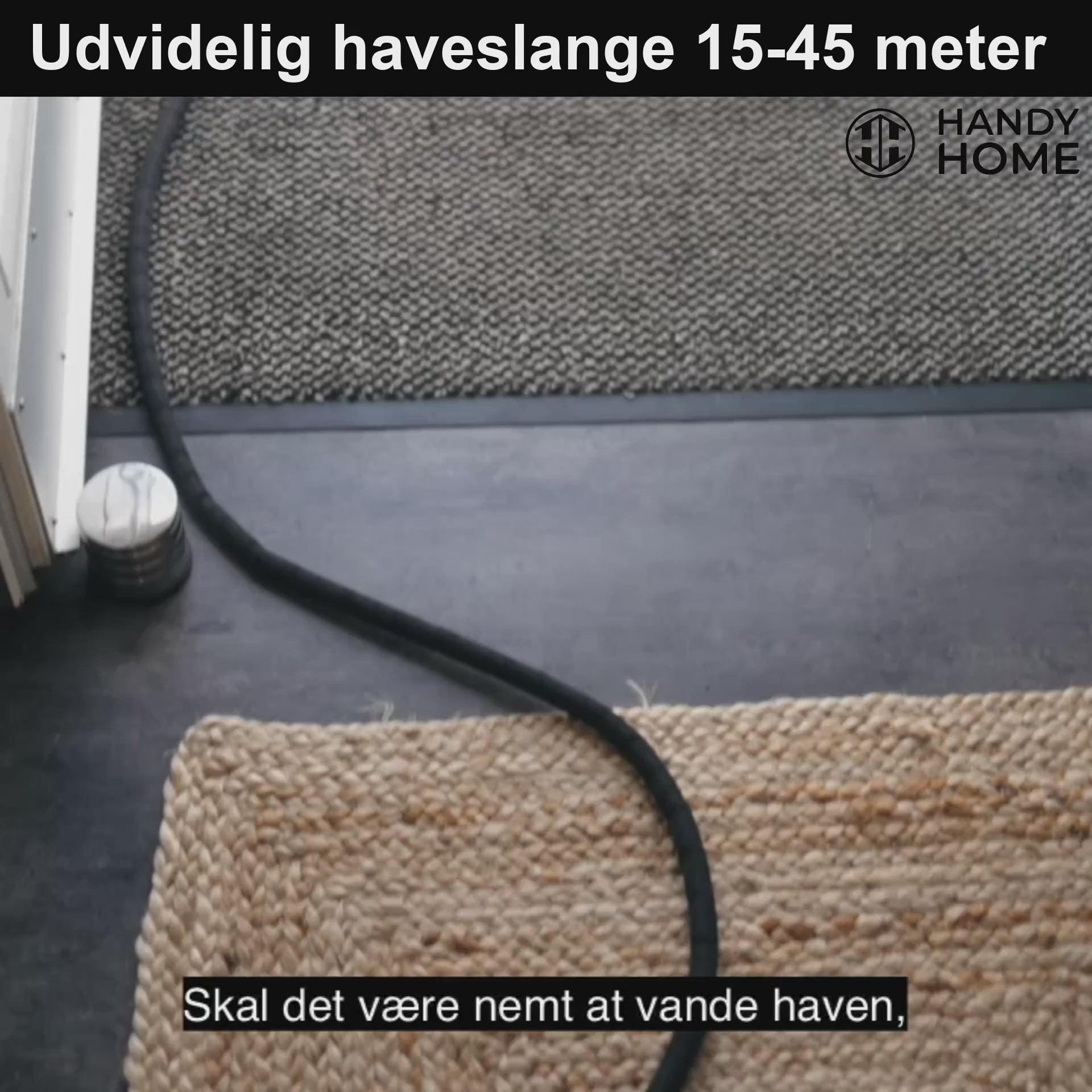 Indlæs video: Udvidelig Vandslange længde fra 7,5 op til 45 meter med Sprøjtepistol