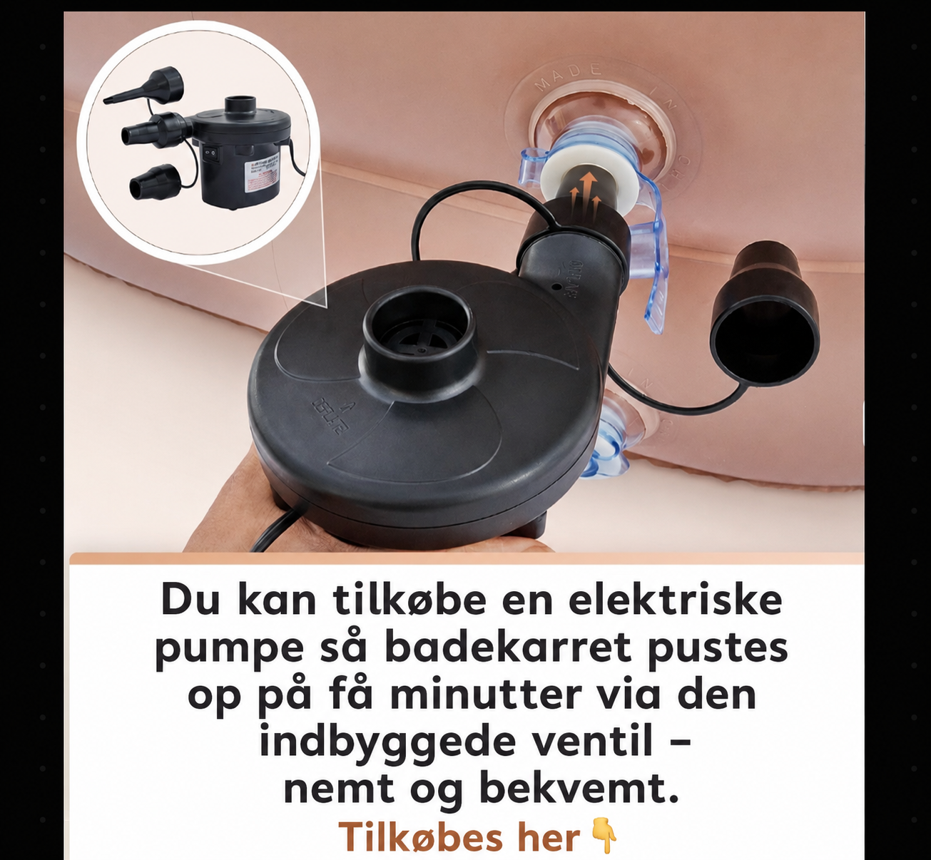 Oppusteligt Badekar med Ryglæn & Kopholder