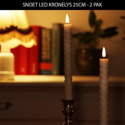 LED Kronelys 25cm snoet  - 2 pak - We Do Better