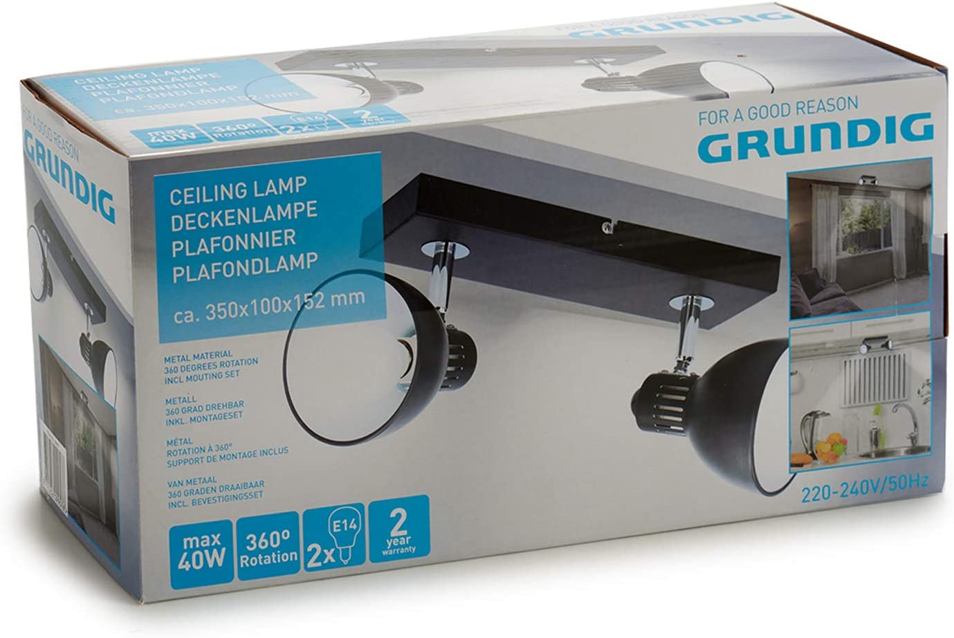 GRUNDIG lampe sort 2 spot - We Do Better