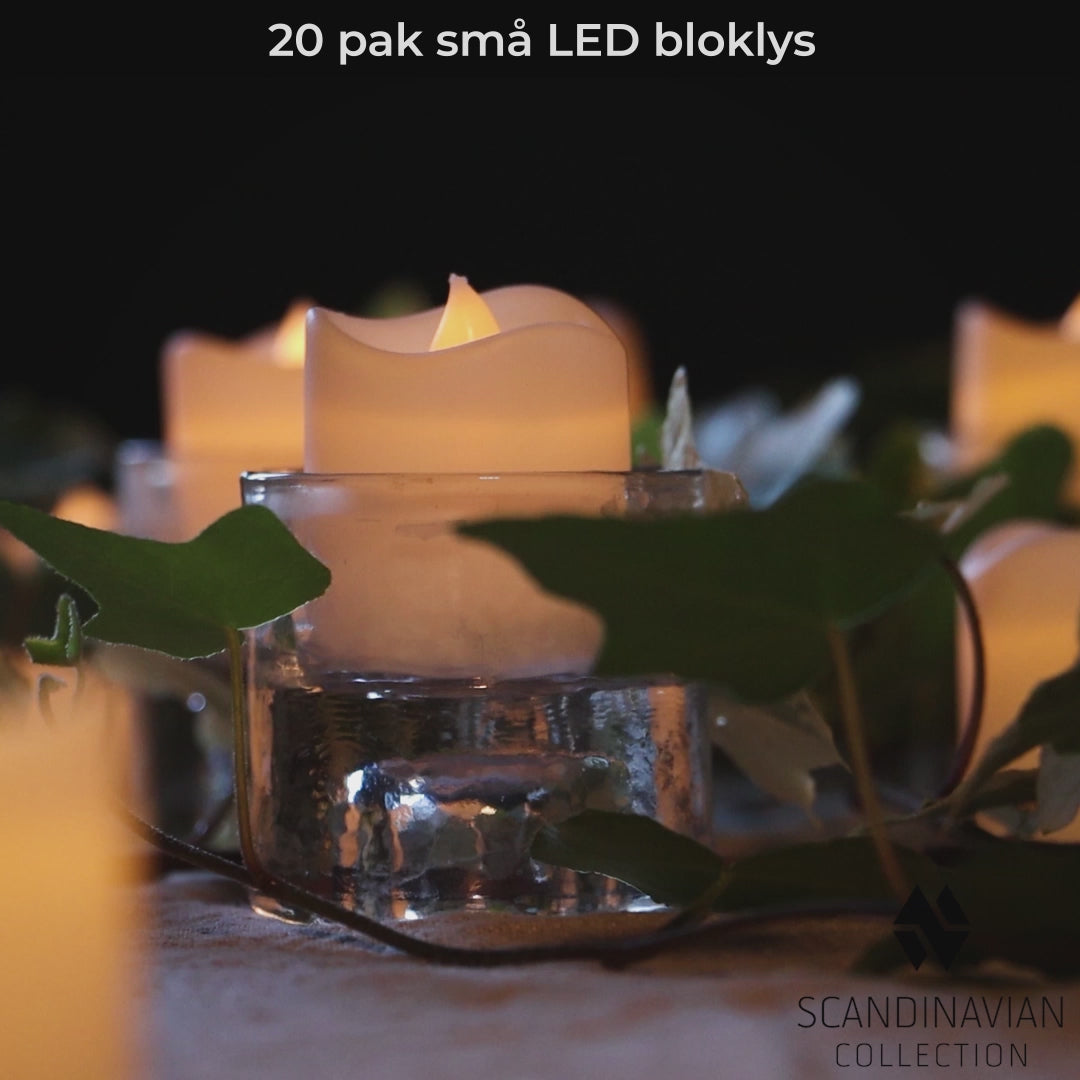 Indlæs video: Pakke med 24 LED Bloklys – Hygge og Sikkerhed i Dit Hjem inkl. batterier.