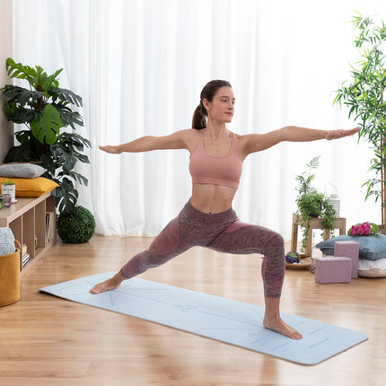 Skridsikker yogamåtte med positionslinjer og træningsguide Asamat InnovaGoods